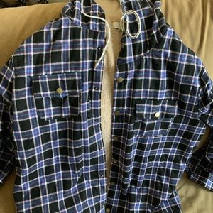 Mens Plaid Sherpa Hoodie